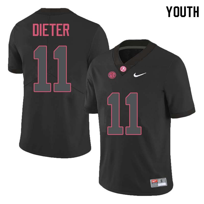 Alabama Crimson Tide Youth Gehrig Dieter #11 Black NCAA Nike Authentic Stitched College Football Jersey HU16C42ZX